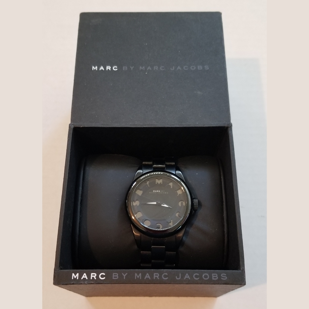 Marc Jacobs Black Steel Watch with original box
